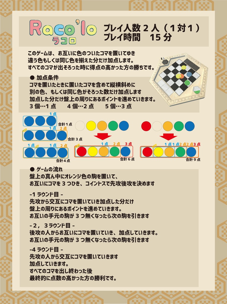 【VRボードゲーム】Raco'lo(ラコロ)【3Dモデル】