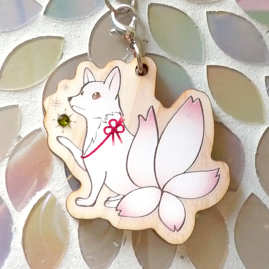 木製キーホルダー（桜狐）