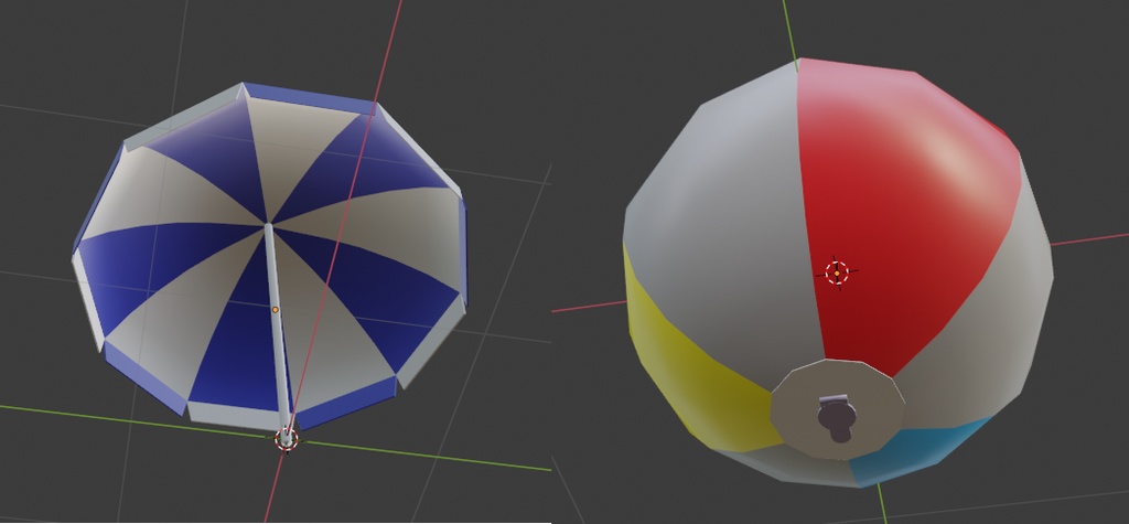 【無料】 ビーチボール&パラソル  【3Dモデル】