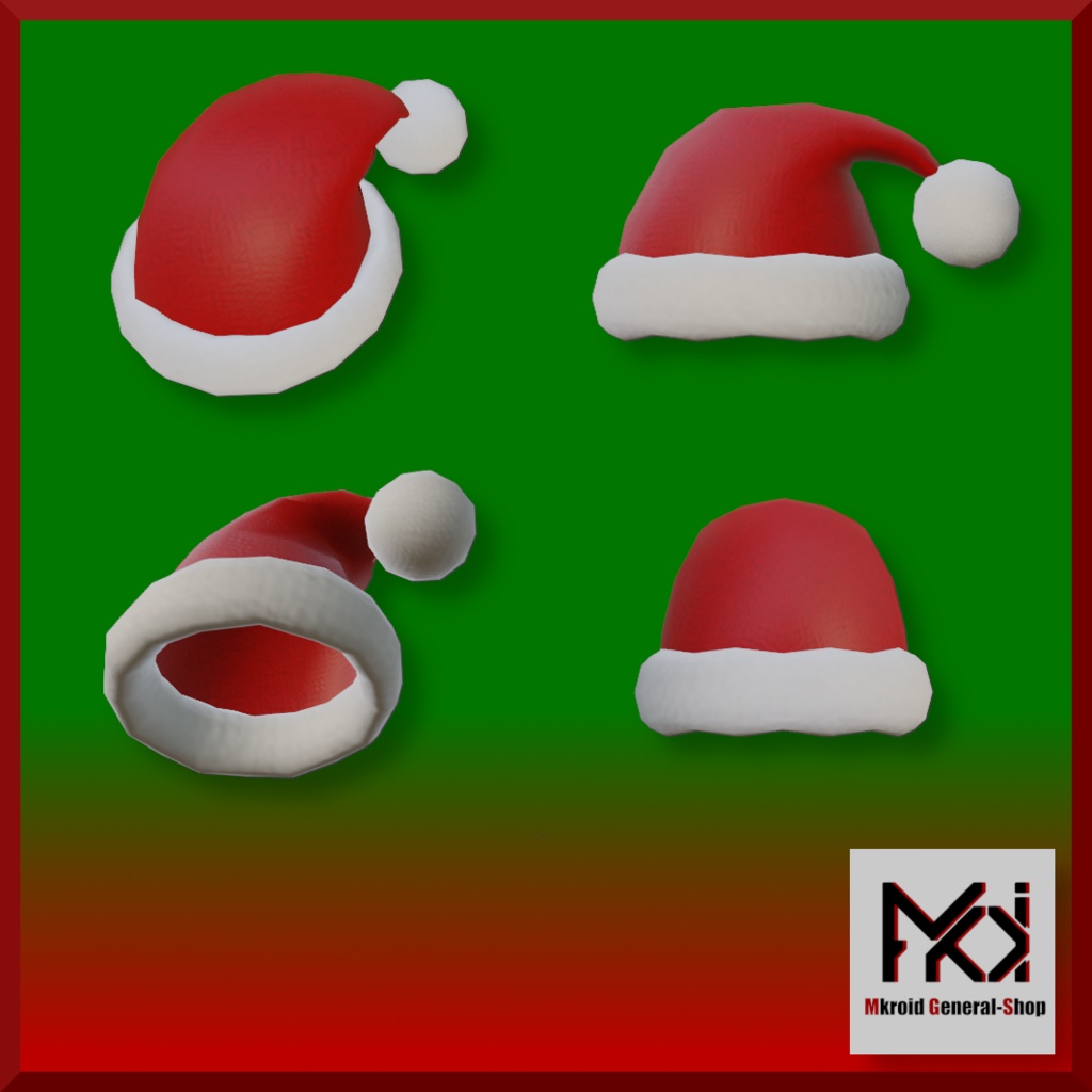 【VRChat想定】★ X'mas サンタの帽子 ★ 【FBXモデル】