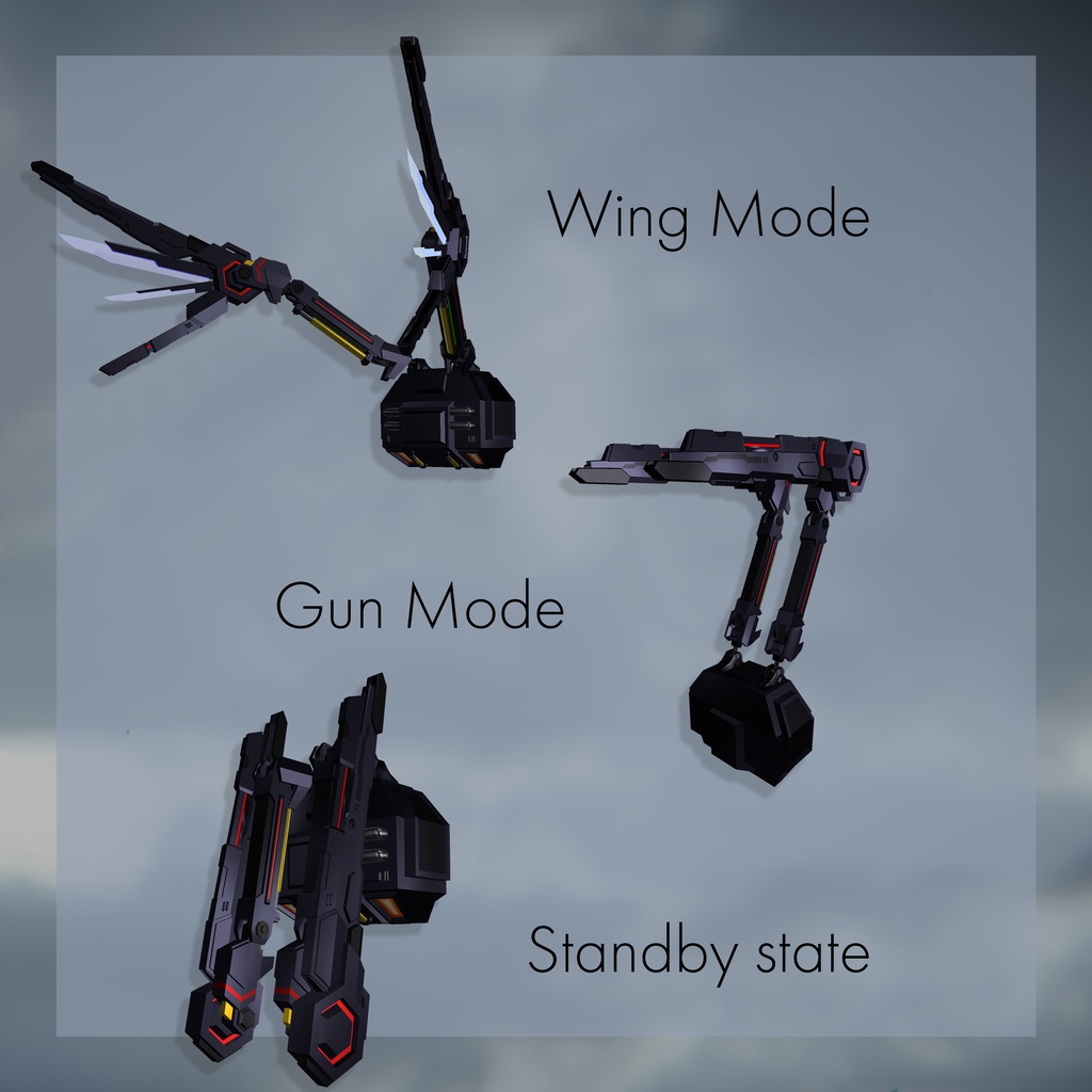 【VRChat想定】機械の天使の羽根 MkG.s Mecha.A.W ※支援版は特典付き【3Dモデル】