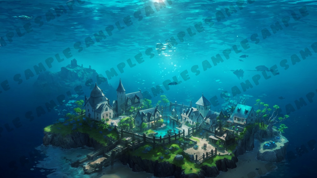 【背景画像】深海に沈んだ街並み 6種