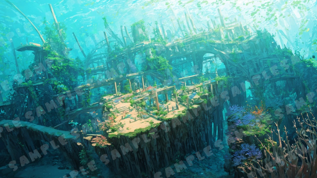 【背景画像】深海に沈んだ街並み 6種