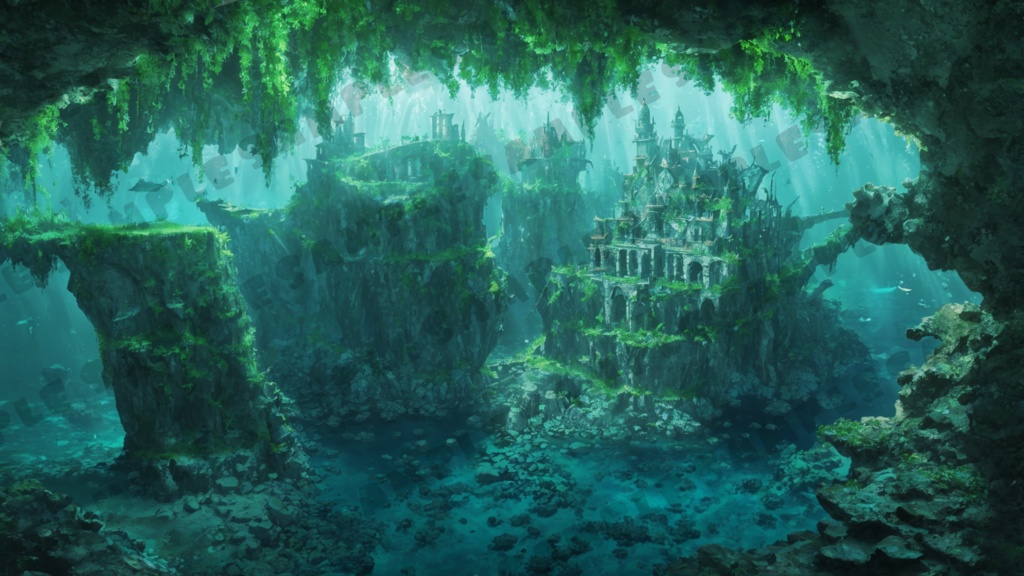 【背景画像】深海に沈んだ街並み 6種