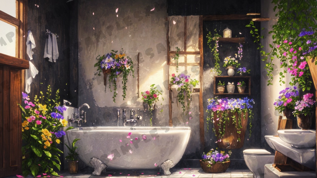 【背景画像】花が咲き乱れる部屋 4種+オマケ