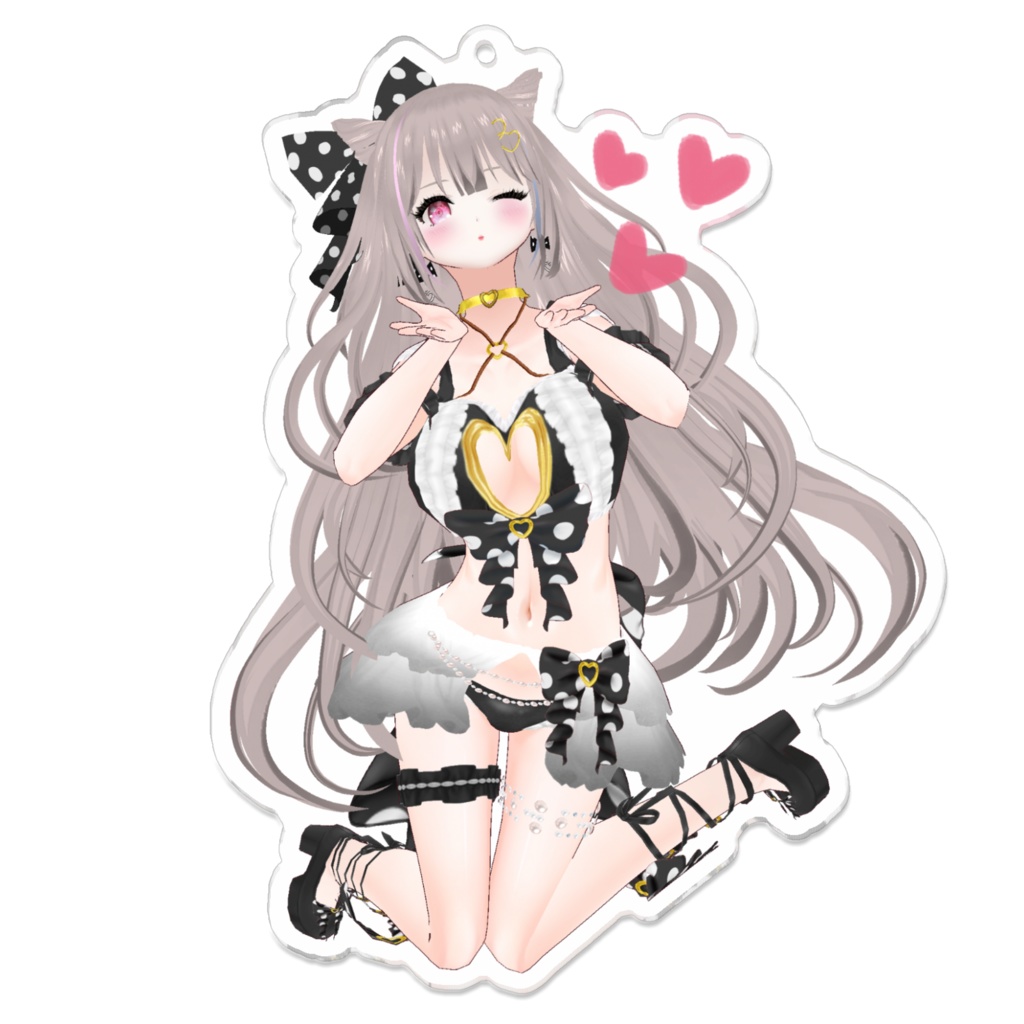 《愛月ここあ》投げKiss♡Black ver.アクリルキーホルダー(通常版)(Blow a kiss♡Black ver. keychain standard)