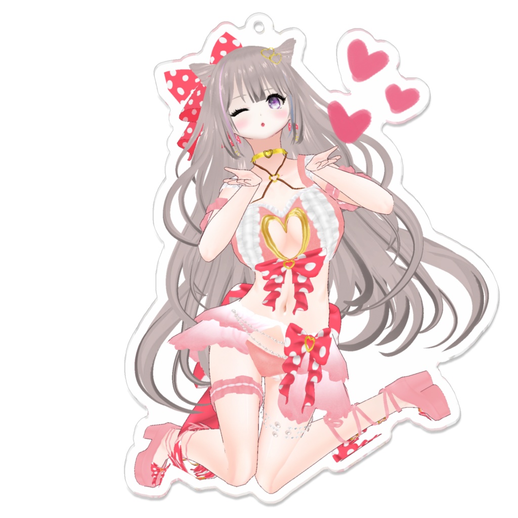 《愛月ここあ》投げKiss♡Pink ver.アクリルキーホルダー(通常版)(Blow a kiss♡Pink ver. keychain standard)