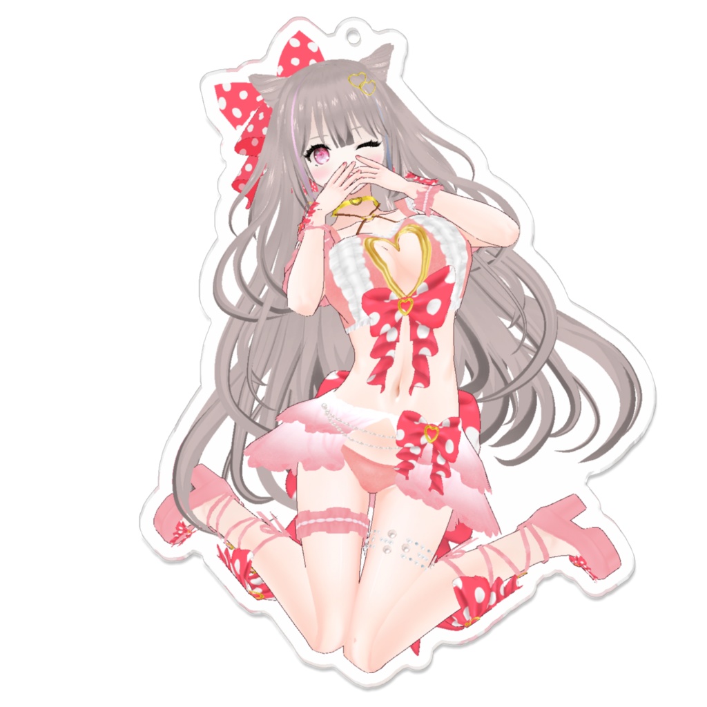 《愛月ここあ》恥ずかしがり♡Pink ver.アクリルキーホルダー(通常版)(embarrassing♡Pink ver. keychain standard)