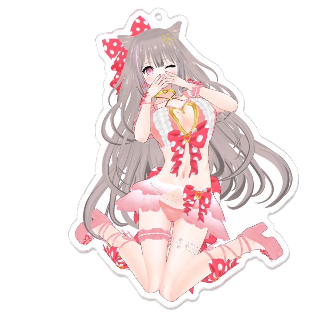 《愛月ここあ》恥ずかしがり♡Pink ver.アクリルキーホルダー(裏面コーティング)(embarrassing♡Pink ver. keychain back side coated)