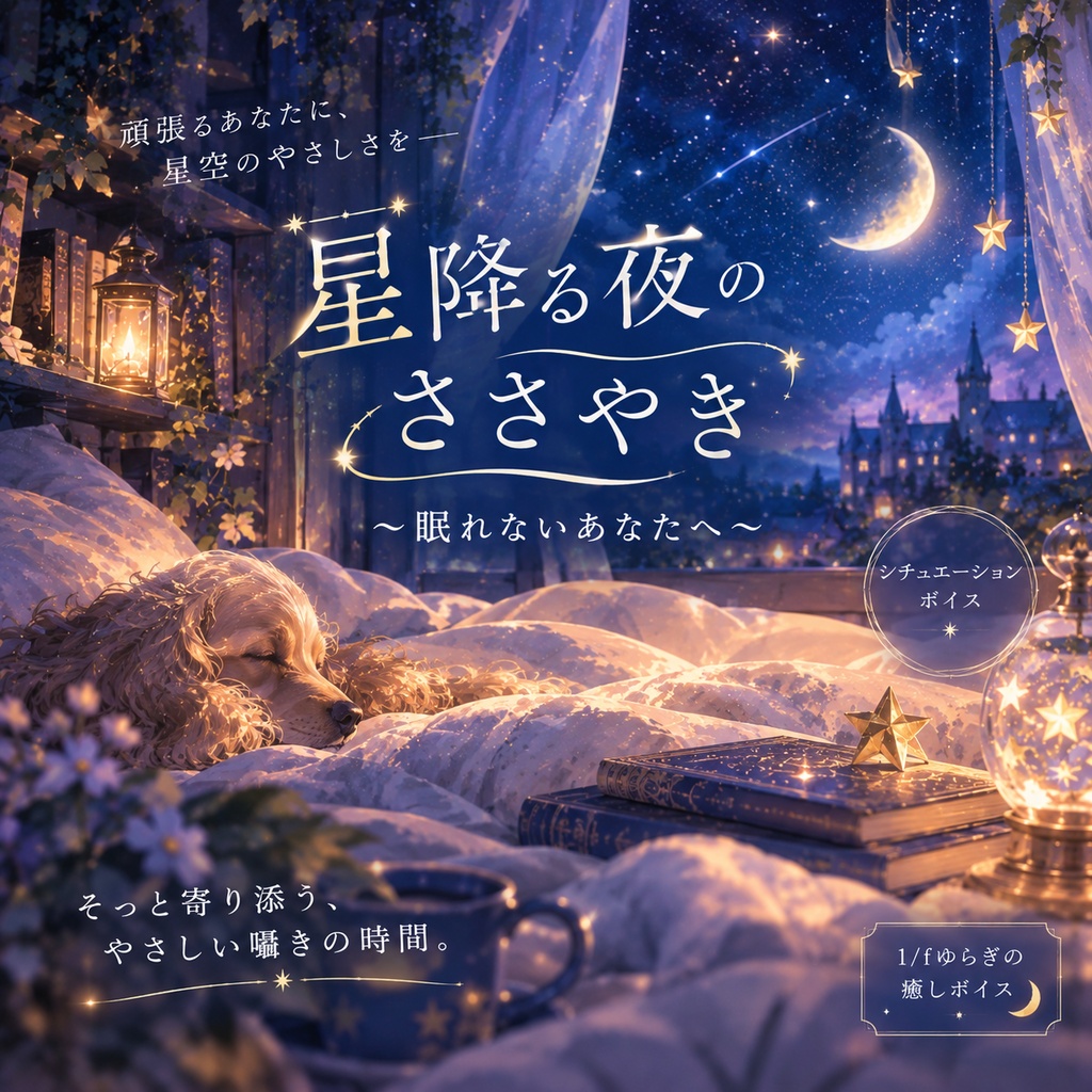 【安眠・睡眠導入シチュボ】星降る夜のささやき 〜眠れないあなたへ〜【BGMあり/なし2種収録・1/fゆらぎ】