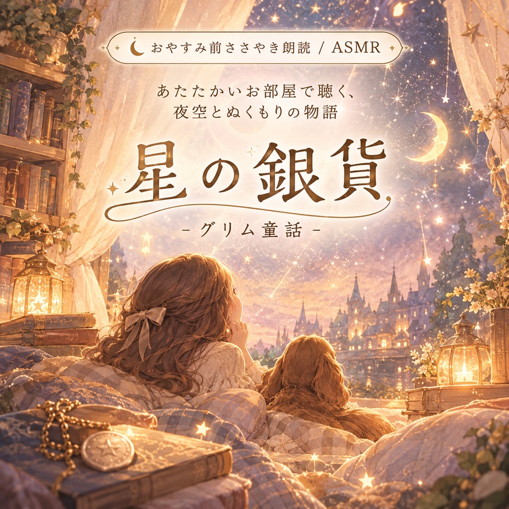 【おやすみ前ささやき朗読 / ASMR】『星の銀貨』グリム童話（現代語訳）｜睡眠導入・作業用BGM｜生音＆BGM入り2トラック同梱