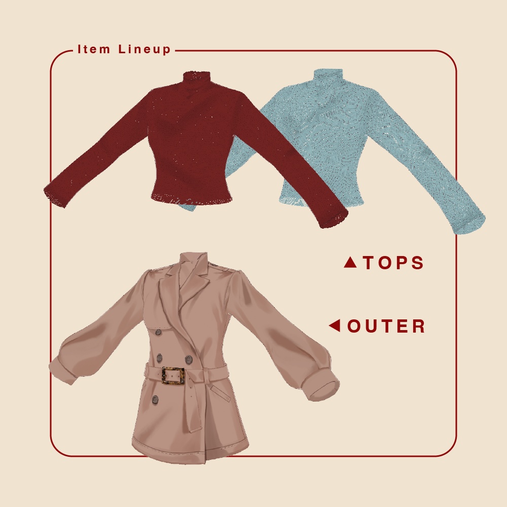 【VRoid】トレンチコートコーデセット