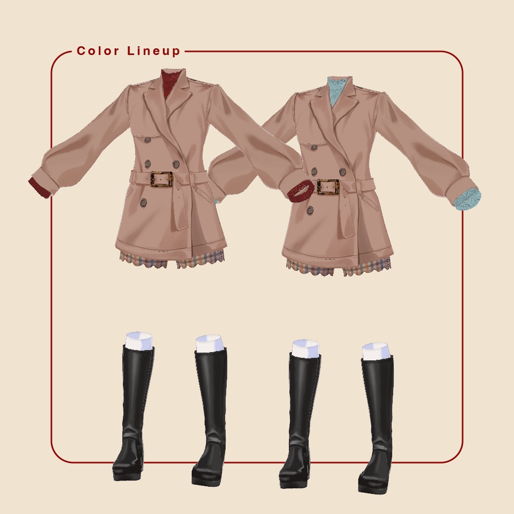 【VRoid】トレンチコートコーデセット