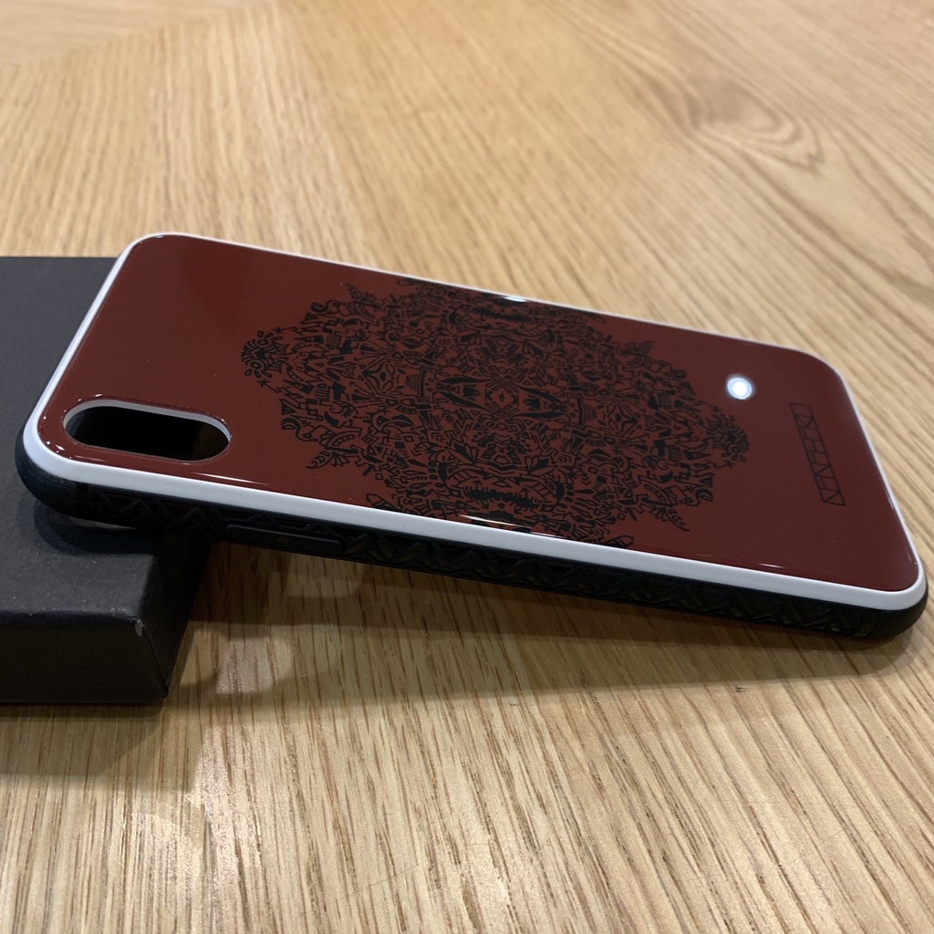 【TYPE1】背面強化ガラススマホケース(アカ)