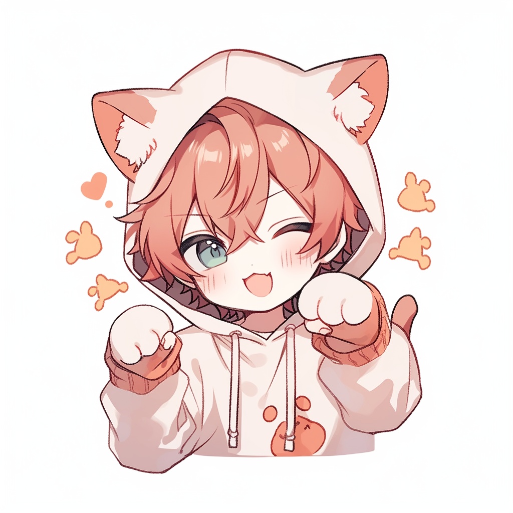 【ミニキャラアイコン素材】いたずら猫耳男子くん(5種セット / 商用利用OK)