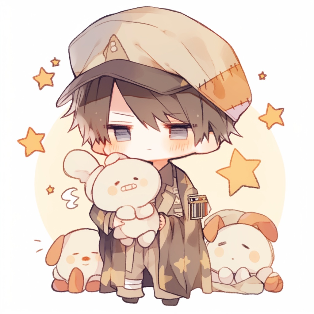 【ミニキャラ素材】おやすみ準備中のねむねむキャラ(パジャマ姿 / 5点セット / 商用OK)