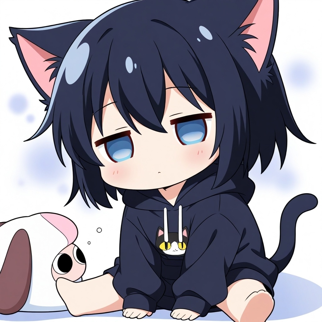 【ミニキャラ素材】だるそうな猫耳男子くん(ダウナー系 / 5種セット / 商用利用OK)