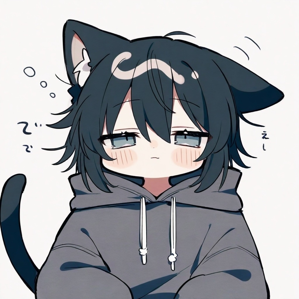 【ミニキャラ素材】だるそうな猫耳男子くん(ダウナー系 / 5種セット / 商用利用OK)