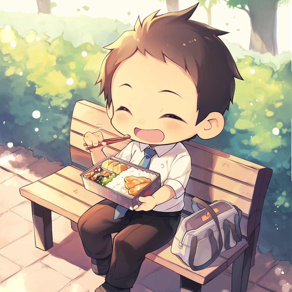 ゆるっと働く癒しのビジネスマンちびキャラ素材5種セット【デスクワーク・通勤・休憩中など】