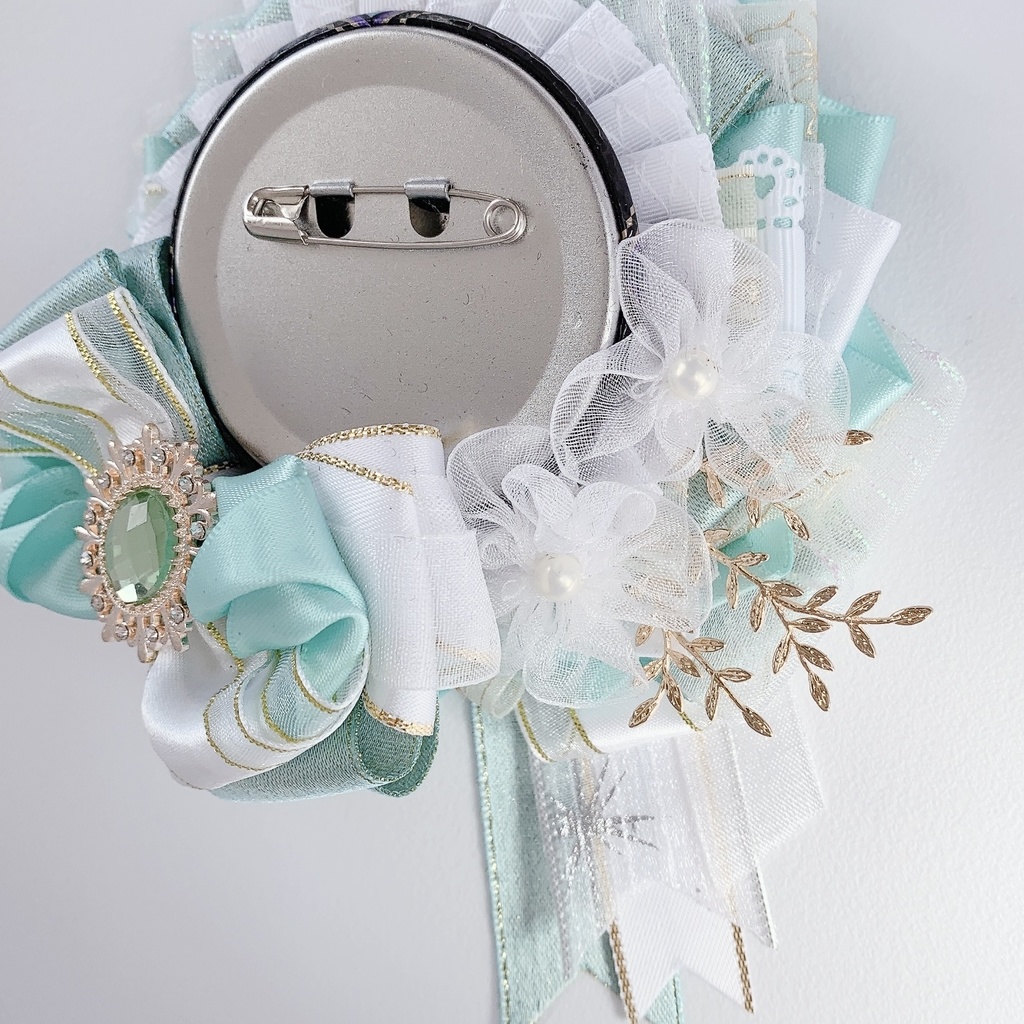 痛ロゼット♪50-54mm白×エメラルドグリーン