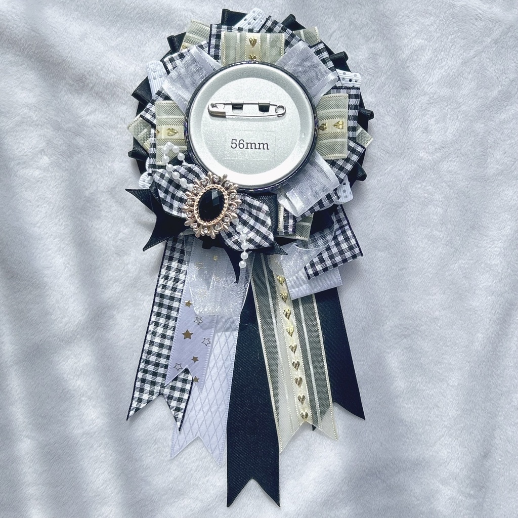 痛ロゼット♪チェック柄 50-60mmほど缶バッジ用