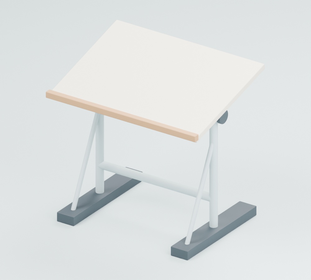 傾斜式製図台（15度・静止）｜3D素材1種｜Blender・FBX・GLB・OBJ