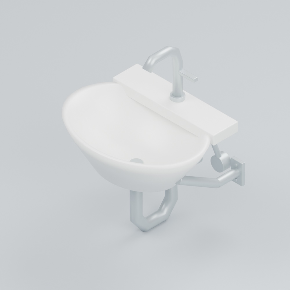 壁付け手洗い器｜静止3D素材1種｜Blender・FBX・GLB・OBJ