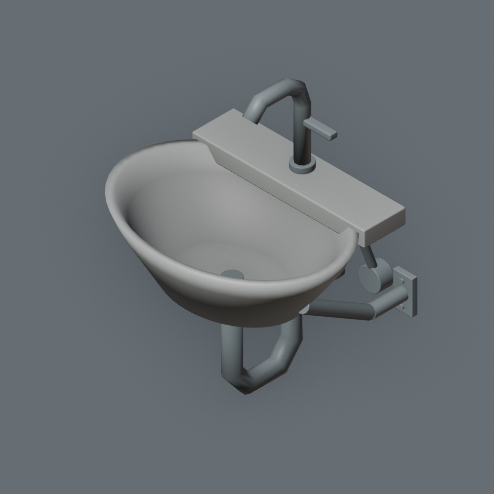 壁付け手洗い器|静止3D素材1種|Blender・FBX・GLB・OBJ