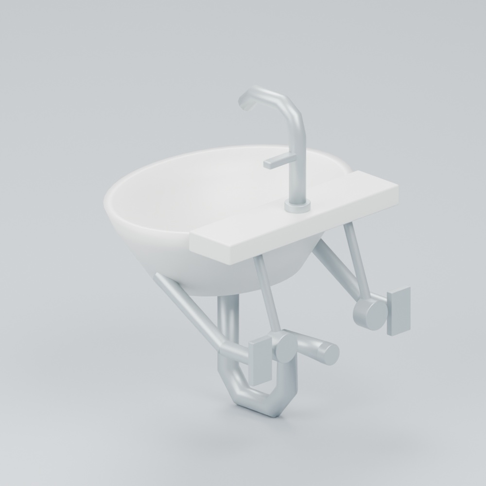 壁付け手洗い器|静止3D素材1種|Blender・FBX・GLB・OBJ