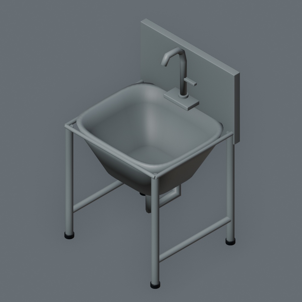 深型掃除用流し|静止3D素材1種|Blender・FBX・GLB・OBJ