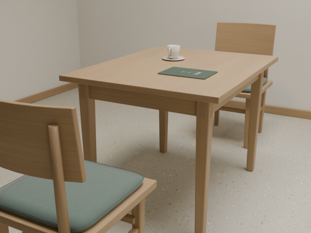 中庭のある小さなカフェ|家具あり・空室 3D背景素材