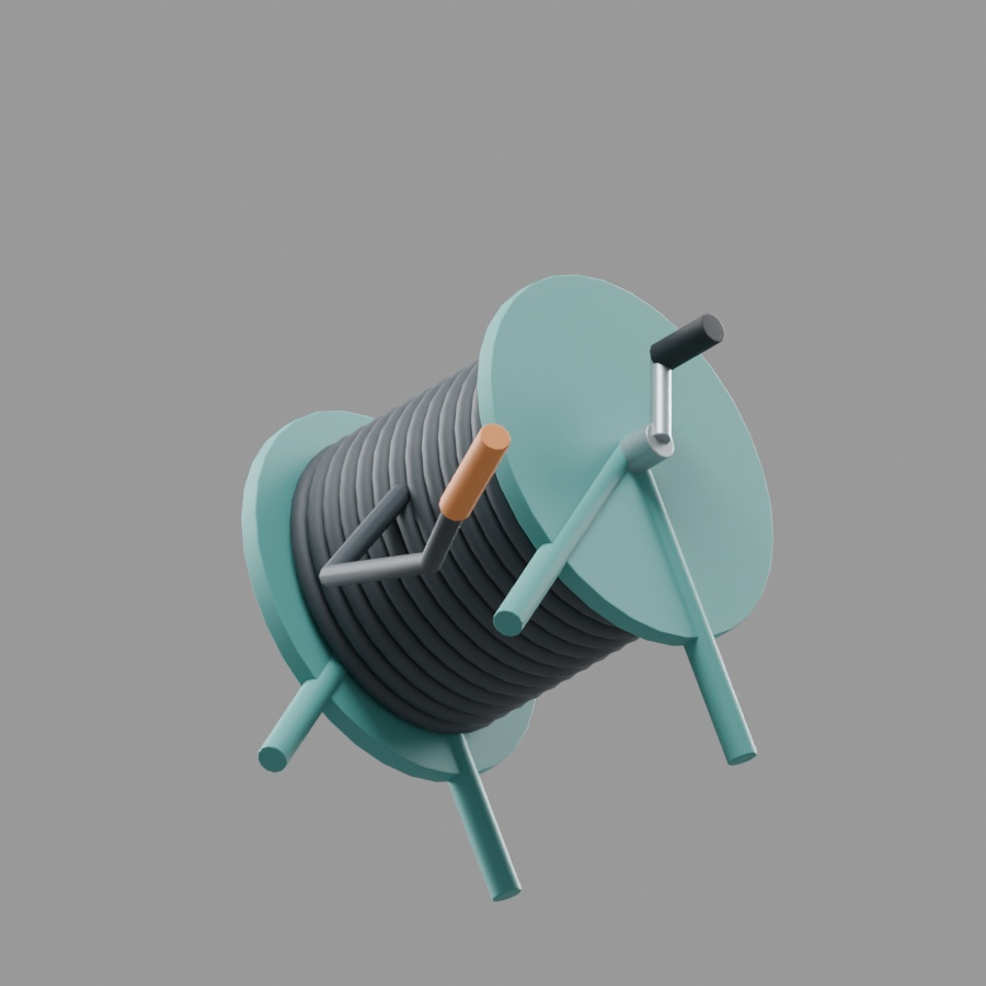 散水ホースリール|静止3D素材|Blender・FBX・GLB