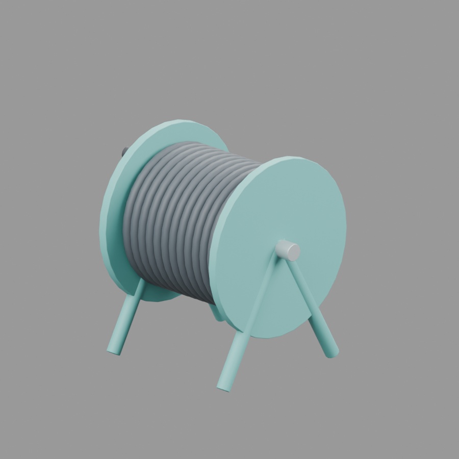 散水ホースリール|静止3D素材|Blender・FBX・GLB