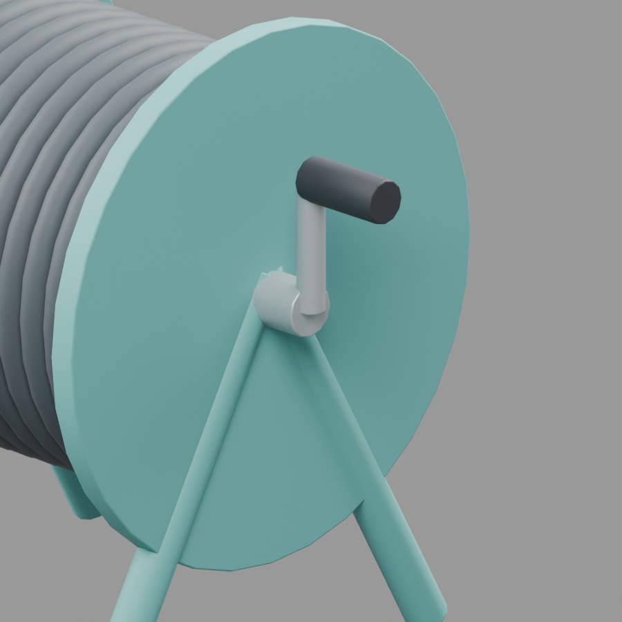 散水ホースリール|静止3D素材|Blender・FBX・GLB