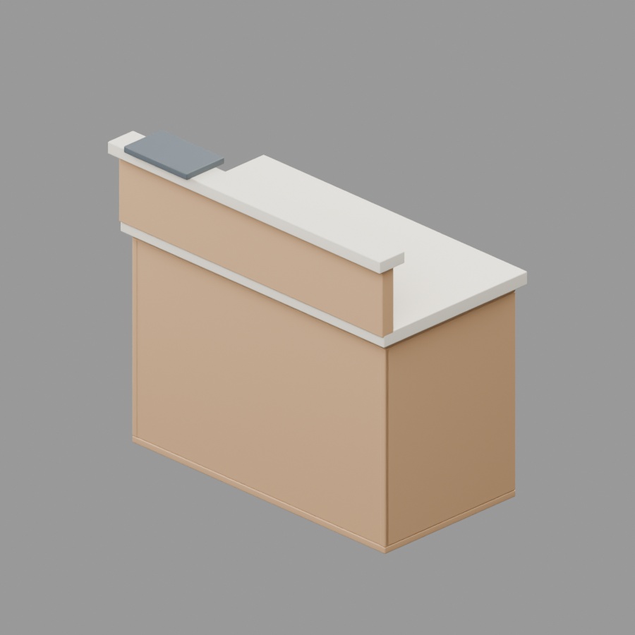 小型会計カウンター|静止3D素材|Blender・FBX・GLB