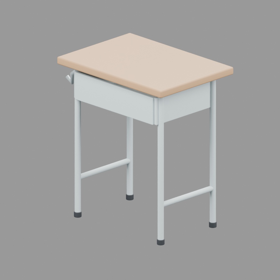 学校の机|静止3D素材|Blender・FBX・GLB