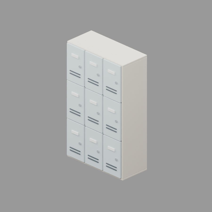 個人用スクールロッカー|静止3D素材|Blender・FBX・GLB