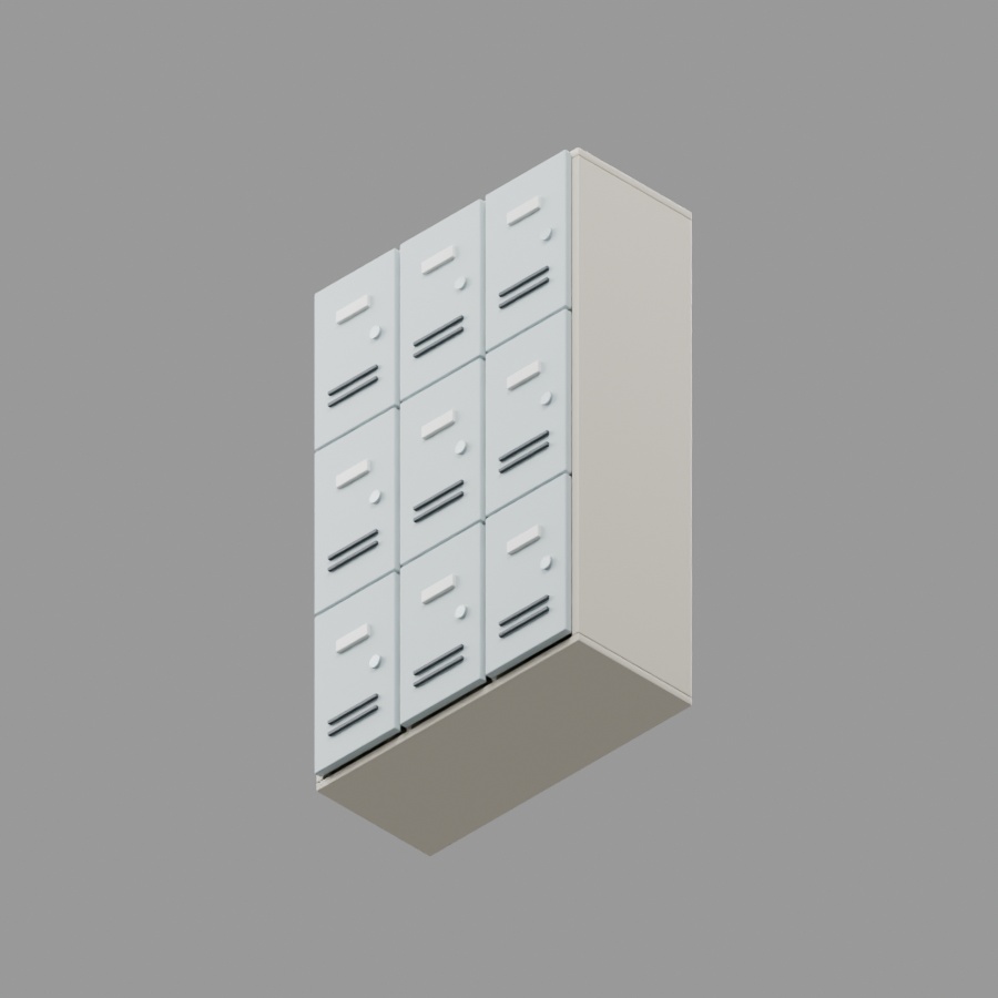 個人用スクールロッカー|静止3D素材|Blender・FBX・GLB