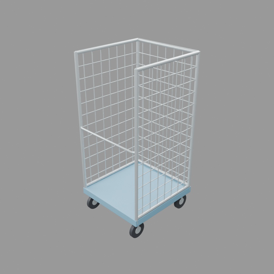 カゴ台車｜静止3D素材｜Blender・FBX・GLB
