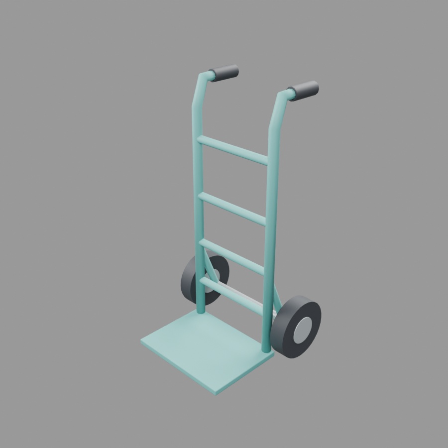 二輪運搬台車|静止3D素材|Blender・FBX・GLB
