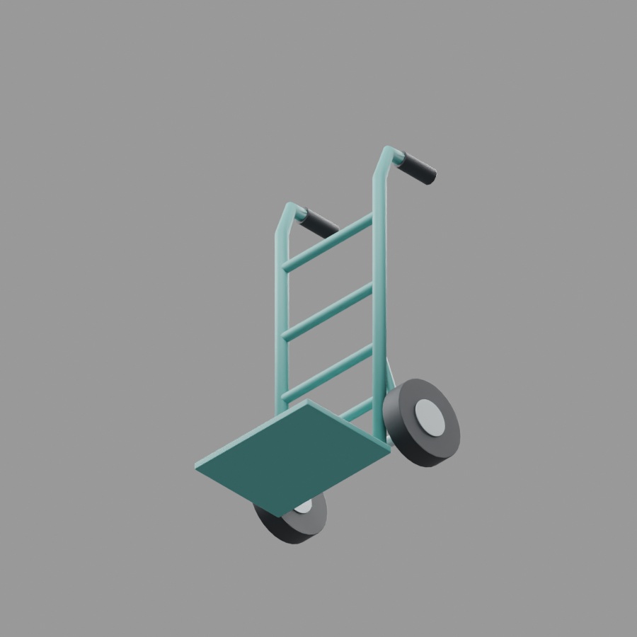 二輪運搬台車|静止3D素材|Blender・FBX・GLB