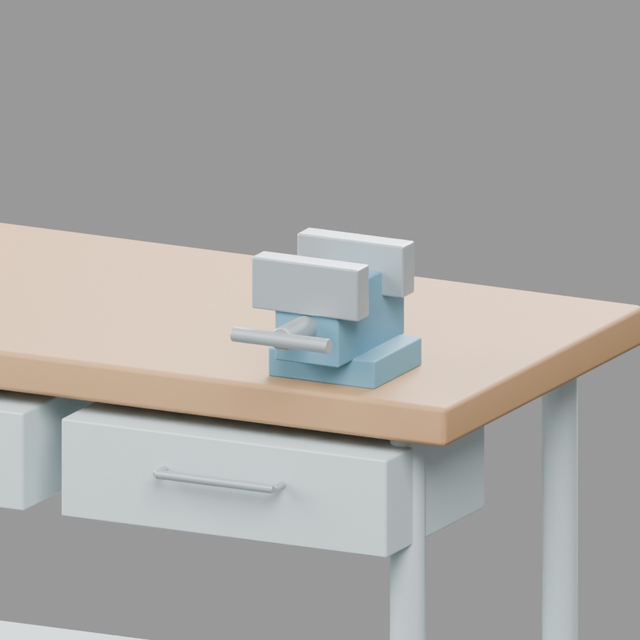 バイス付き作業台|静止3D素材|Blender・FBX・GLB