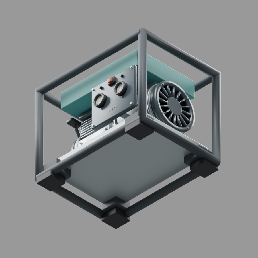 フレーム式発電機|静止3D素材|Blender・FBX・GLB