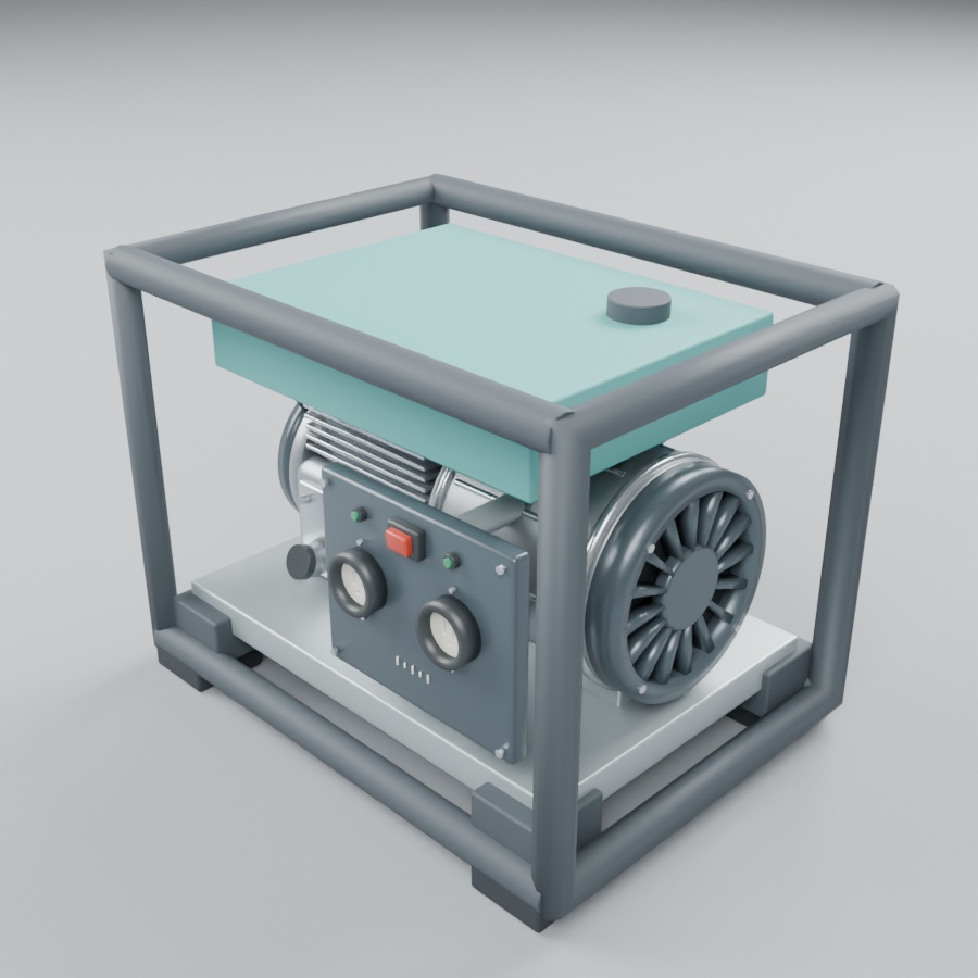 フレーム式発電機|静止3D素材|Blender・FBX・GLB