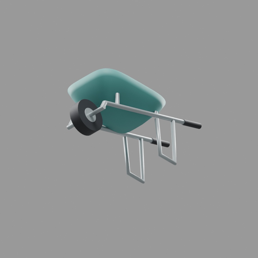 一輪運搬車|静止3D素材|Blender・FBX・GLB