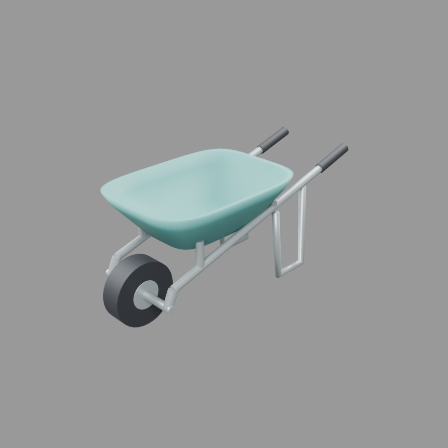 一輪運搬車|静止3D素材|Blender・FBX・GLB
