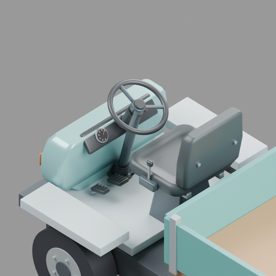 小型構内運搬車|静止3D素材|Blender・FBX・GLB