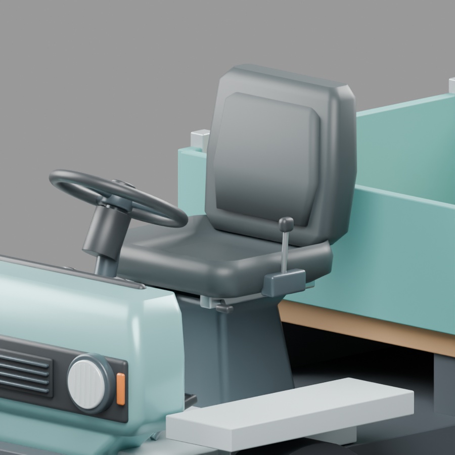 小型構内運搬車|静止3D素材|Blender・FBX・GLB