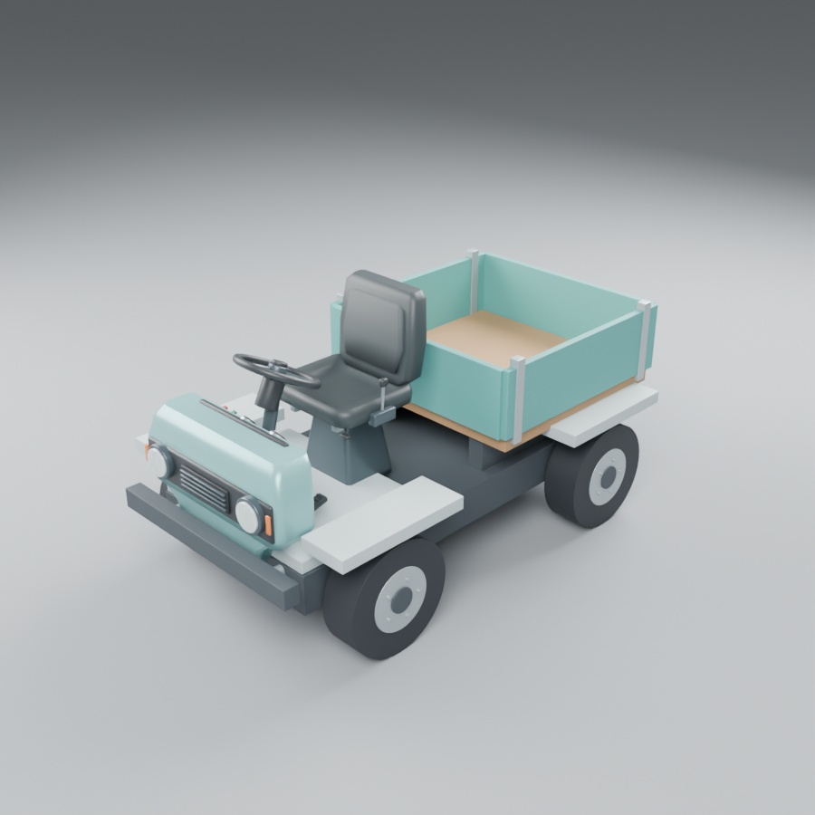 小型構内運搬車|静止3D素材|Blender・FBX・GLB