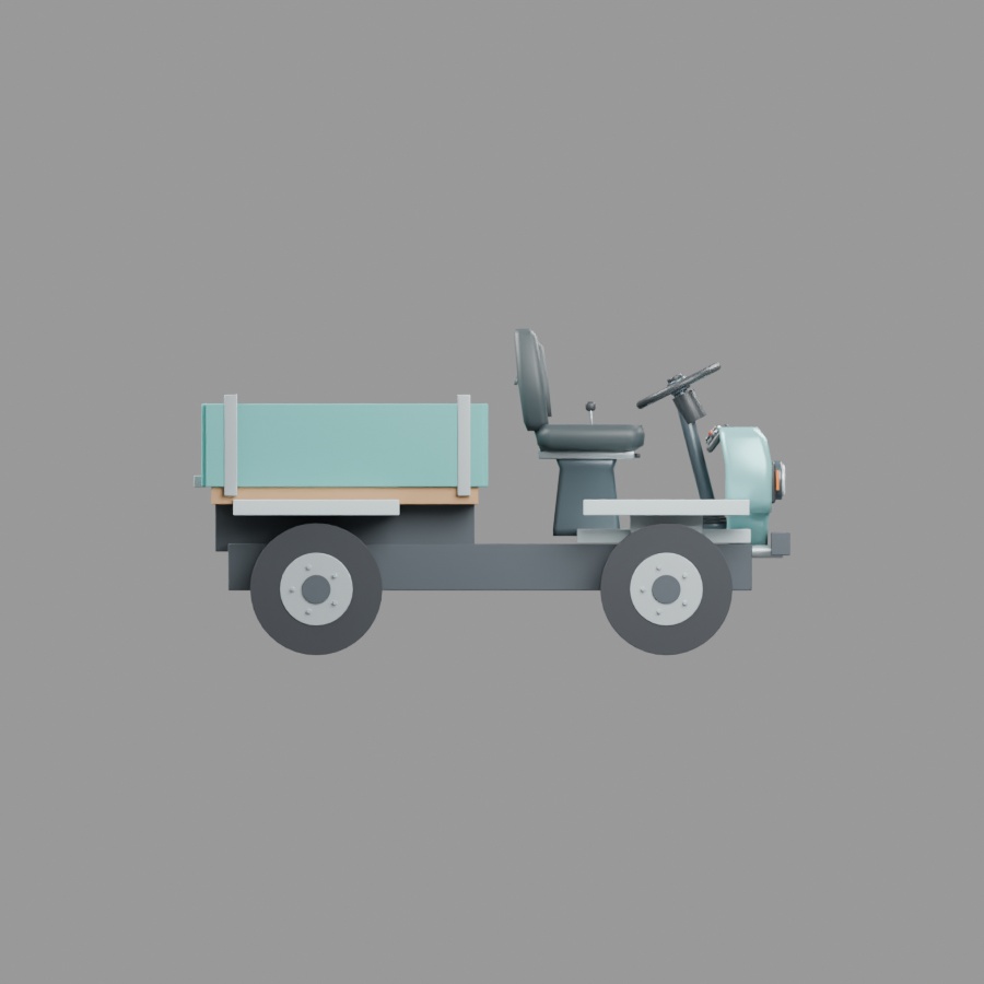 小型構内運搬車|静止3D素材|Blender・FBX・GLB